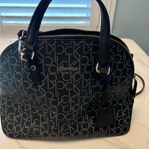 Calvin Klein Black Satchel with Monogram Design